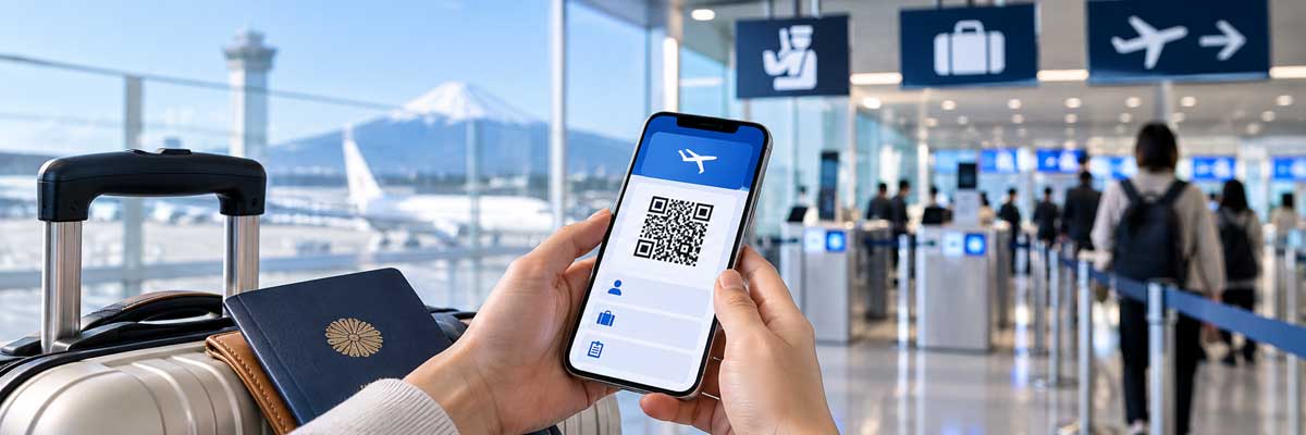 일본 입국 전 Visit Japan Web QR코드를 준비하는 여행객